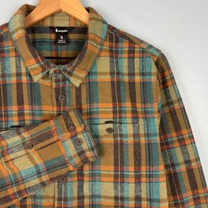 Cotopaxi Mero Flannel Shirt Mens Small Brown Oak Plaid Long Sleeve Button Up